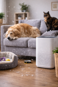 Perro descansando en el sofá